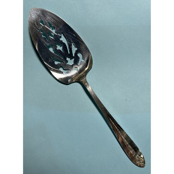 National Silver Co Silver plate Pierced Pie Server  8¼"  Rose - Picture 1 of 5